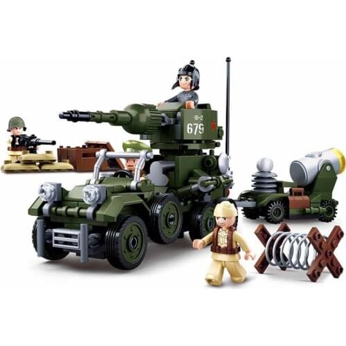 World War II 2 Combination Wheeled Assault Vehicle Car Model Building Blocks Military Army Sodlier Figures Bricks Kids Toys Boys