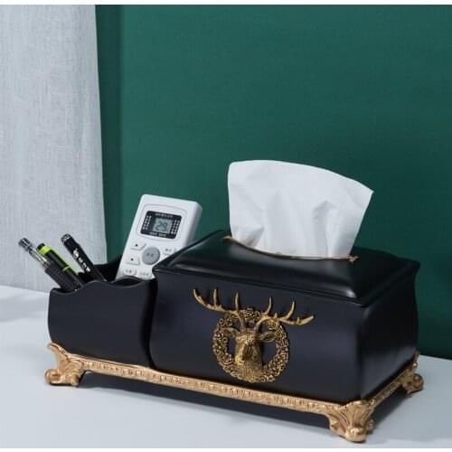 Creative Light Luxury American Multi-Function Living Room Home Remote Control Tray Coffee Table Tissue Storage Box