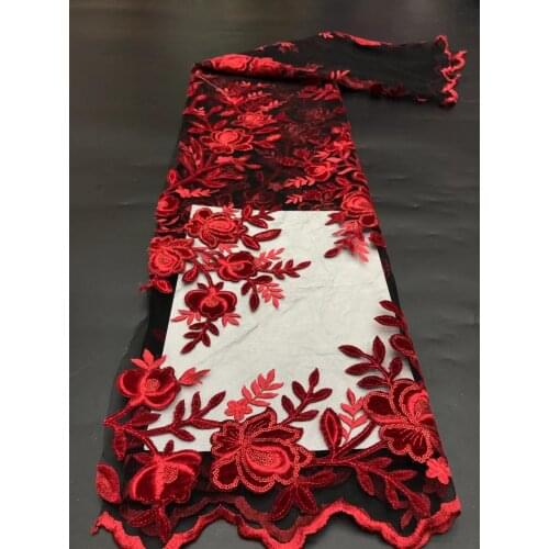 New Lace Fabric French Tulle Mesh Sequin Embroidered Flowers DIY Sewing Wedding Dress Skirt Africa Nigeria 5 Yards Wholesale