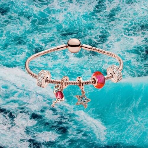 Summer New Style 925 Sterling Silver Bracelet Ocean Series Beach Sunset Diy Bracelet Set, A Gift For Girlfriend