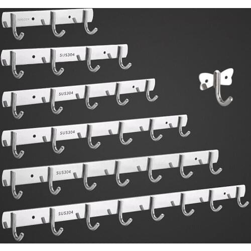 304 Stainless Steel Hook Punch-free Hooks Bathroom Towel Hook Strong Seamless Kitchen Hooks Metal Storage Rack Organizer