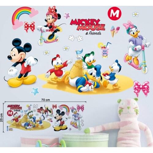 Disney Mickey Minnie Mouse Wall Stickers for Kids Girls Boys Room Bedroom Wall Decoration Princess Room Stickers Children Gifts