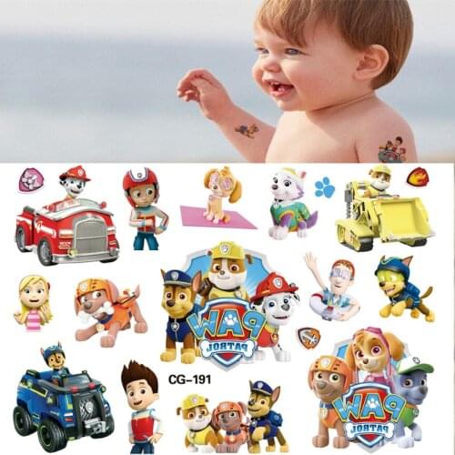 Paw Patrol Cartoon Tattoo Stickers Boys Children Toys Tatoo Paper Paste Waterproof Party Kids pat patrouille birthday Toy Gift