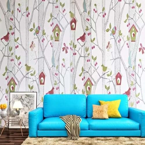 3D Mural Floral Wallpaper Carton Tree Bird Wall Paper Roll for Living Room Bedroom Home Wall Decor Custom Size Landscape Murals