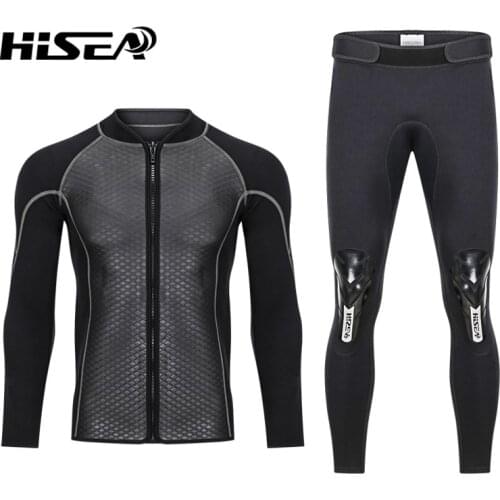 Hisea 2.5mm Neoprene Swimwear Mens Top wetsuit jackets pants 2.5mm neoprene long sleeve swimsuit surfing