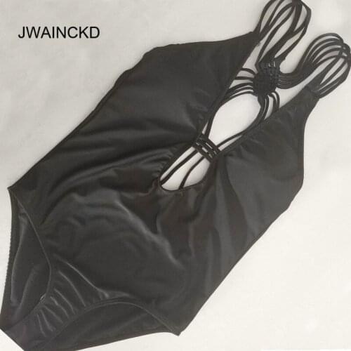 2018 New Swimsuit One Piece Push Up Bikini Sexy Deep V Women Monokini Swimwear Brazilian Bandage Criss Cross Solid Bikini Set