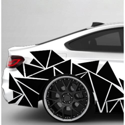 New Arrival 1pc 200x60cm Triangles Camouflage Car Side Sticker Decal Decor Matte Black for Car DIY Decoration
