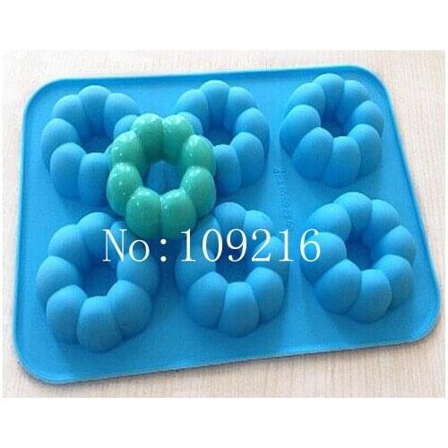 Wholesale!!! 1pcs 6-Holes New Style Donuts Food Grade Silicone Cake/Jelly/Pudding DIY mold