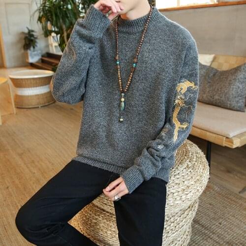 Autumn Winter Warm Men Sweaters 2021 Fashion Embroidery Streetwear Knitted Pullovers Plus Size Man Loose Sweater Tops 5XL