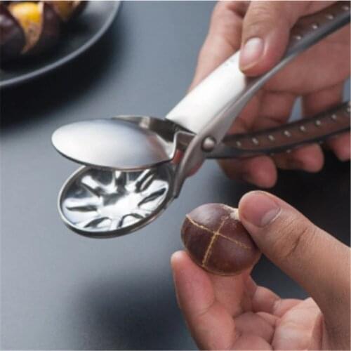 Chestnut Opener Cross Open Knife Nutcracker Walnut Pliers Portable Stainless Steel Nut Openers Quick Open Kitchen Sheller Gadget