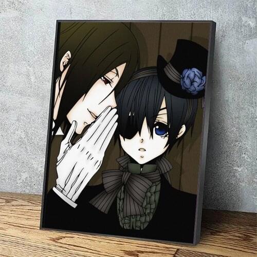 Canvas Print Black Butler Picture Wall Art Paintings Black Hat Boy Talking Home Decoration Module Poster For Living Room Frame