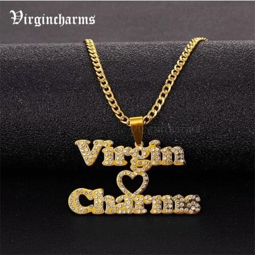 Personalized Customized Gold Name Stainless Steel Necklaces for Women Men Custom Heart Zircon Necklace Nameplate Pendant Jewelry