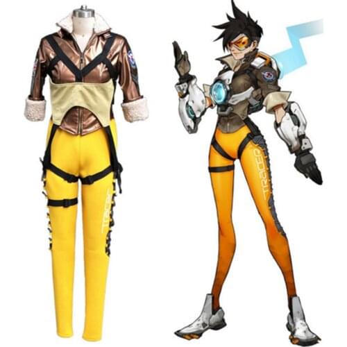 Popular game OW cosplay Lena Oxton Tracer suit soldier 76 Tracer cosplay costume