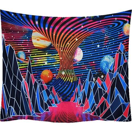 Psychedelic Mushroom Tapestry Fantasy Plant Wall Tapestry Galaxy Space Tapestry Starry Sky Living Room Decoration Wall Mount
