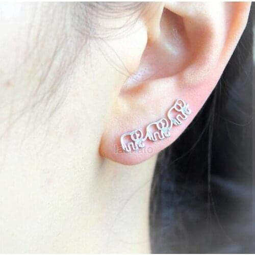 Daisies Newest Arrival!! 1PC Elephant Ear Climber Pin Earrings Boho Chic Gold Silver Plated Animal Statement Earrings