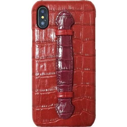 Solque Genuine Leather Strap Handle Case For iPhone X XS Max XR 10 Luxury Crocodile Phone Cover Women Red Dural Color Slim Cases