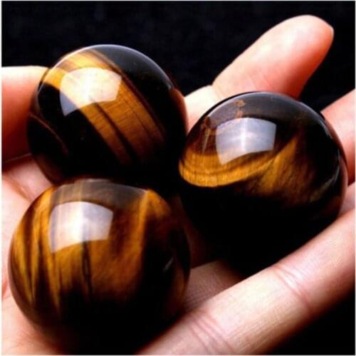 Dark Yellow Asian Rare Tiger Eye Quartz Crystal Healing Ball Sphere 20-22mm