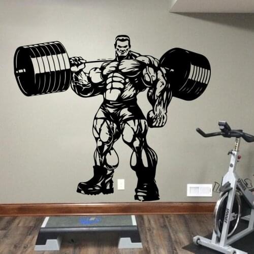 Gym Sign Gym Barbell Fitness Sport Wall Sticker Crossfit Exercise Bell Fitness Center Studio Wall Decal Vinyl Decor G1051