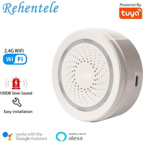 Tuya Smart WiFi Alarm Siren Sensor 100DB Sound Wireless Smart Life Home Security Systems Work With Alexa Google IFTTT