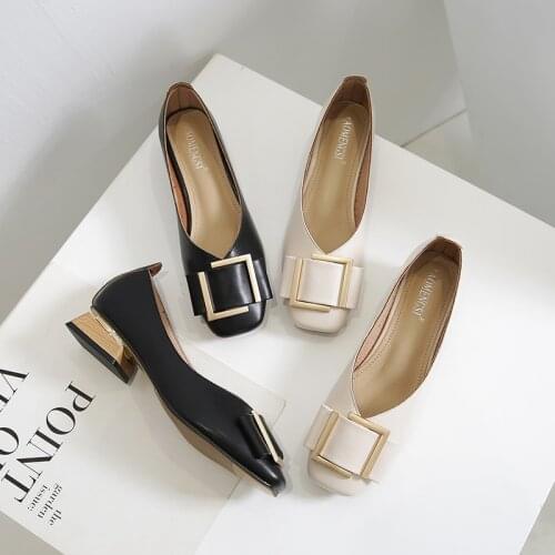 For autumn Women Slip on Mules Low Heel Casual Shoes British Wooden Block Heels Summer Pumps Footwear Stylish and comfortable
