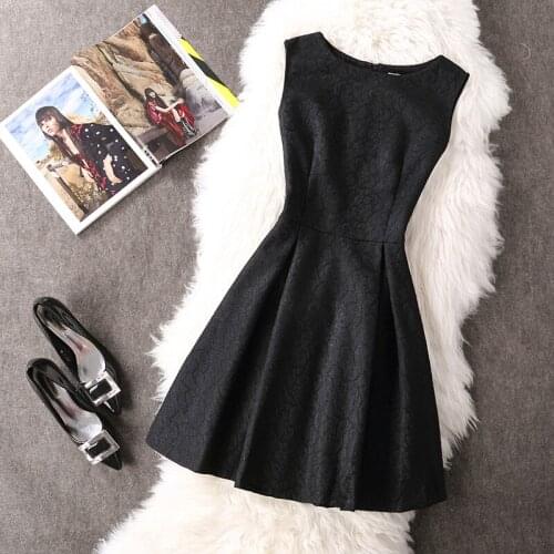 Women Lace Fashion Dress Female Sexy Elegant Sleeveless Vest A-Line Party Solid O-Neck Dress Vestidos 2019 Spring Summer Q182