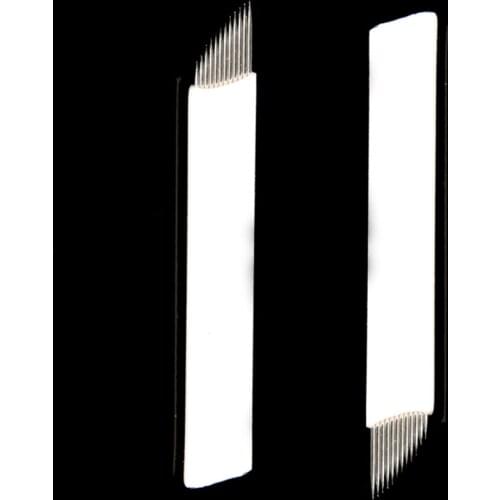 50pcs white 12pin manual tattoo needle blades permanent makeup needles for eyebrow tattooing