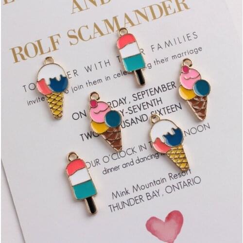 50PCS Alloy Colorful Ice Cream Pendant Enamel Charms DIY Accessories For Handmade Bracelet Necklace,Keychain