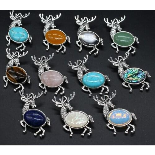 1pcs Natural Stone Charm Blue Turquoises Rose Quartzs/Lapis Lazuli Brooch Pins Charm Women Accessories Gift Size 50x53mm