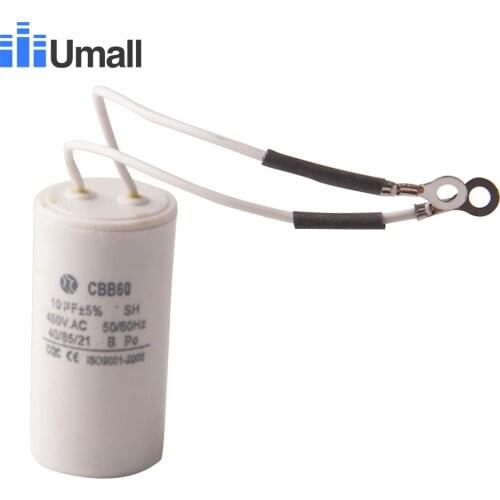CBB60 450V 10uF running motor start capacitor for electric machine water pumps two wires