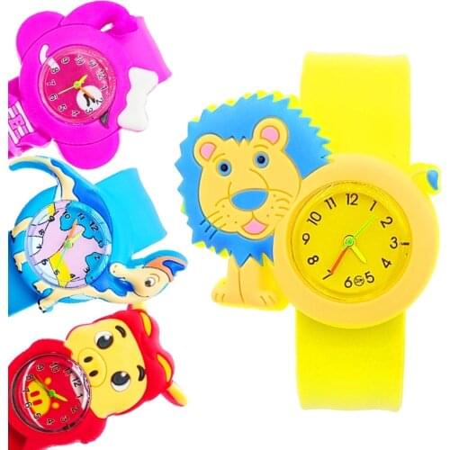 Cartoon Elephant Lion Watch Children Toy Kids Watches Clock Boys Girls Students Quartz Wristwatches Bracelet Baby Dinosaur Watch