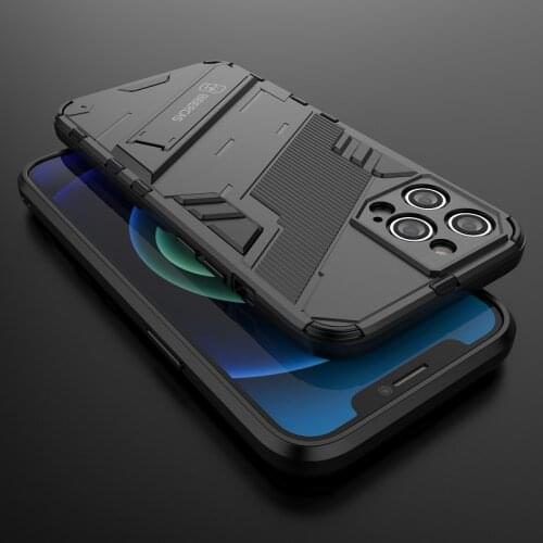 With Kickstand Armor For Apple iPhone 12 Pro Max Mini Case cover Shockproof Holder Phone Case PC Coque Fundas luxury carcasa