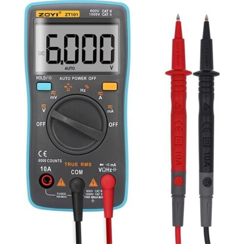 ZT101 Digital Multimeter 6000 counts Backlight AC/DC Ammeter Voltmeter Ohm Portable Meter Mini Voltage meter
