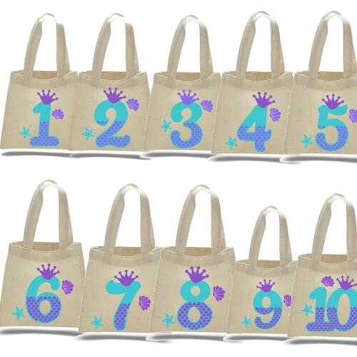 Mermaid Ocean under the sea theme girl first 1st 2nd 3rd 4th 5th 6th 7th 8th 9th 10th Birthday party Decoration candy gift bag