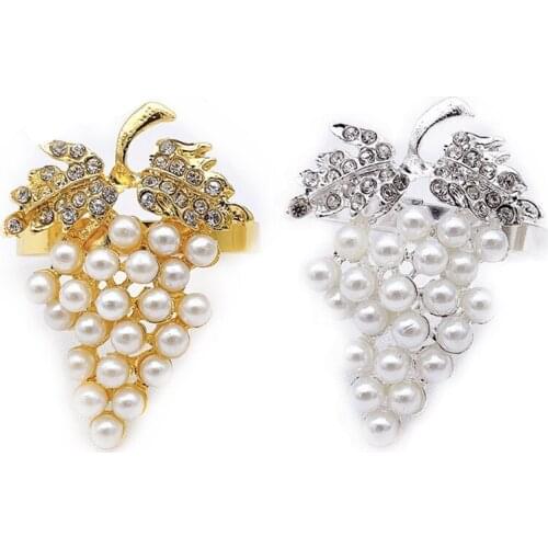 Hot-10 Pcs Fruit Grape Napkin Buckle,Pearl Napkin Ring,Mouth Cloth Ring for Model Room Decoration,Hotel Tableware