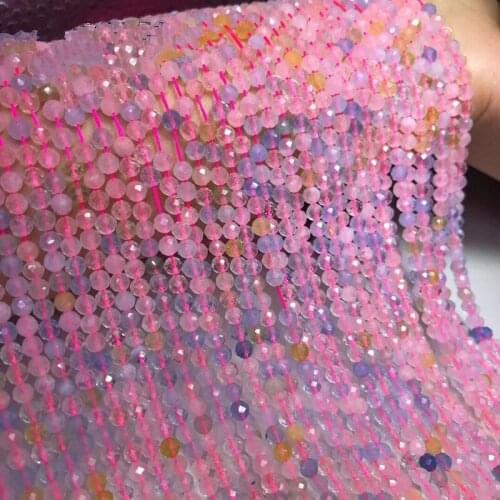Morganite round faceted 2/3/4mm for DIY jewelry making 14inch loose beads FPPJ wholesale beads nature gemstone
