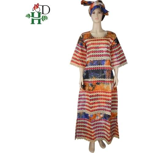 H&D african print dashiki dresses embroidery long dress african clothes traditional maxi dresses south africa lady dress headtie