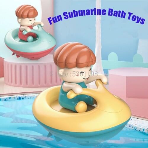 Bath Toys Winding Chain Floating Submarine Playing in Water Childrens Bath Water Spray Toy Baby Bathroom Clockwork Toy Gift