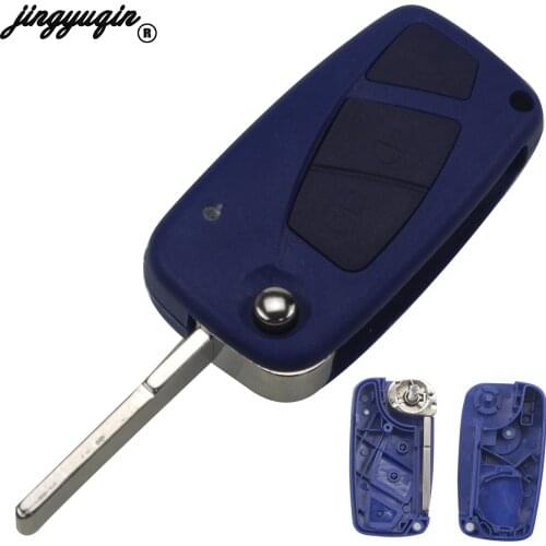Jingyuqin Folding Remote Key Shell Case Cover SIP22 blade 3 Buttons for FIAT Punto Ducato Stilo Panda Case Fob Blue