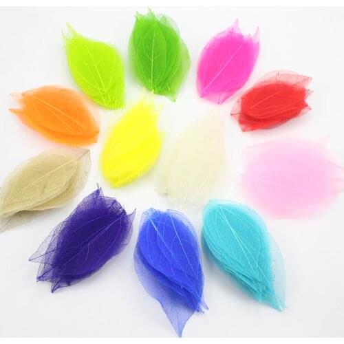 Lucia crafts 40pcs/100pcs 6.5*3cm Random mixed color Natural skeleton leaves for Party Home Decor DIY Handmade Materials C0702