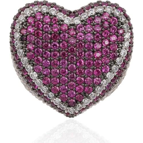 Hip Hop Heart Rings Iced Out Bling Lad Diamond Pave 18K Gold Plated Couple Rings Gift for Men Women