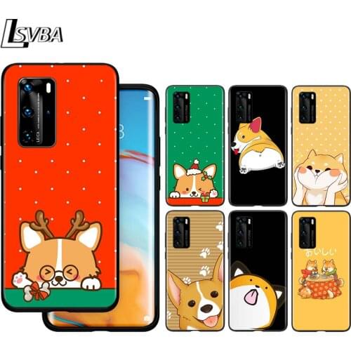 Corgi Dog Cute Cartoon For Huawei P40 P30 P20 P10 Pro Lite E Plus 4G 5G P9 P8 Lite P Smart Z S Plus Soft Black Phone Case