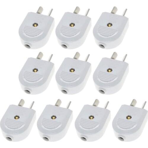Lot 10) AU, New Zealand, China 2 Flat Rotatable Pin DIY Rewireable Power Plug AC100~220V 10A