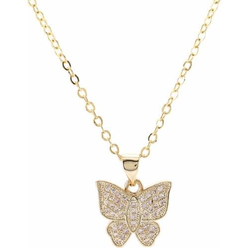 Copper Micro Pave Jewelry Charm Zircon Butterfly Charms Necklace Women Diy Animal Chain Necklaces Pendants Bijoux Collares Mujer