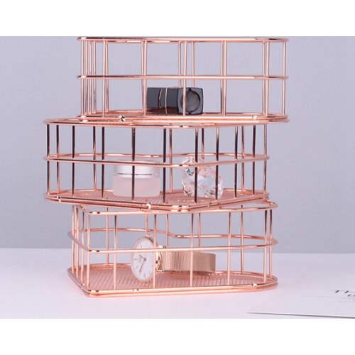 Heart-shaped Metal Iron Storage Basket Nordic Gold Desktop Cosmetic Sundries Rose Gold Wrought Iron Fruit Storage Basket