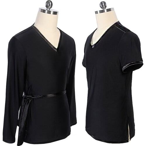 Men Latin Dance Clothing Tops Adult Dance Dress V-Neck T-Shirts Sport Tango Standard Dance Performance Competition Outfit 3398