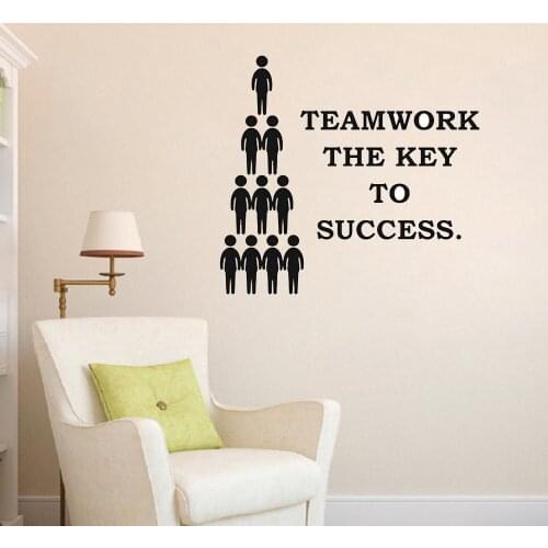 Work Team Wall Decals Teamwork Quote Vinyl Wall Decal Team Work Office Space Inspirational Art Stickers Removable Mural DK-144