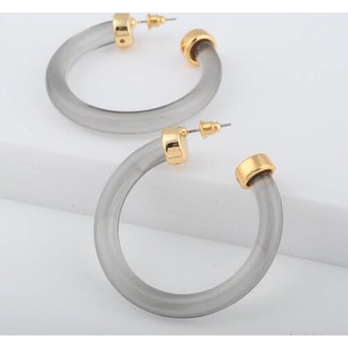 2019 New Trendy Round Acrylic Hoop Earrings For Women Tansparent Big Large Circle Geometric Statement Earrings Jewelry