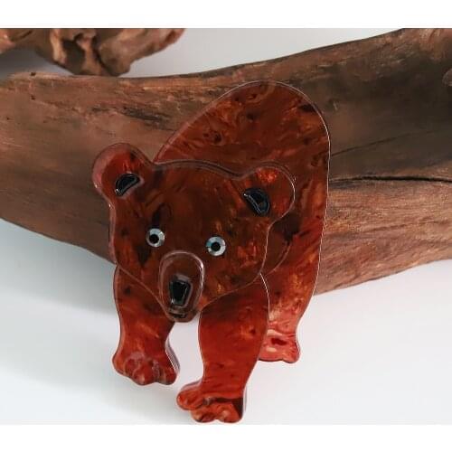 New Arrival Acrylic Bear Brooches For Women Enamel Animal Safety Pins Brooch Winter Design Coat Jewelry Accessories Custom