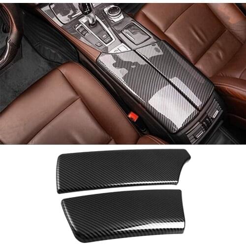 For BMW 5 Series F10 F18 2011- Carbon Fiber ABS Car Armrest Box Decoration Cover Trim Interior Stickers
