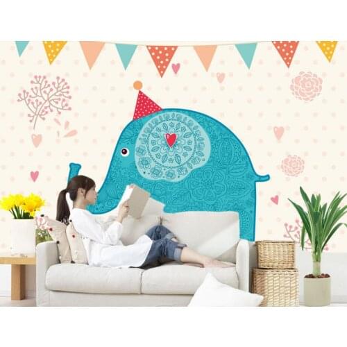 Custom wall papers home decor,cartoon lovely elephant wallpaper,living room TV sofa wall children bedroom murals papel de parede